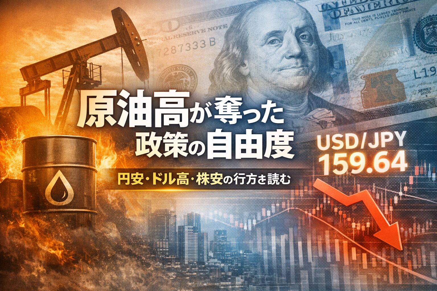 「原油ショックが金融市場全体を歪ませている」 それを エネルギー × 為替 × 株式 の3要素で直感的に表現