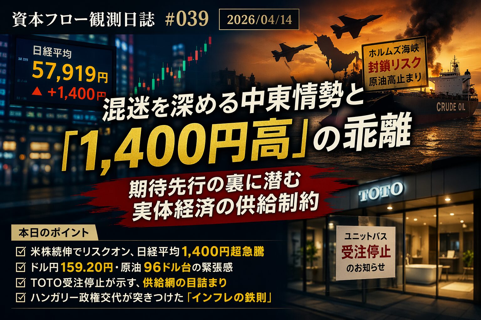 混迷を深める中東情勢と「1,400円高」の乖離――期待先行の裏に潜む実体経済の悲鳴